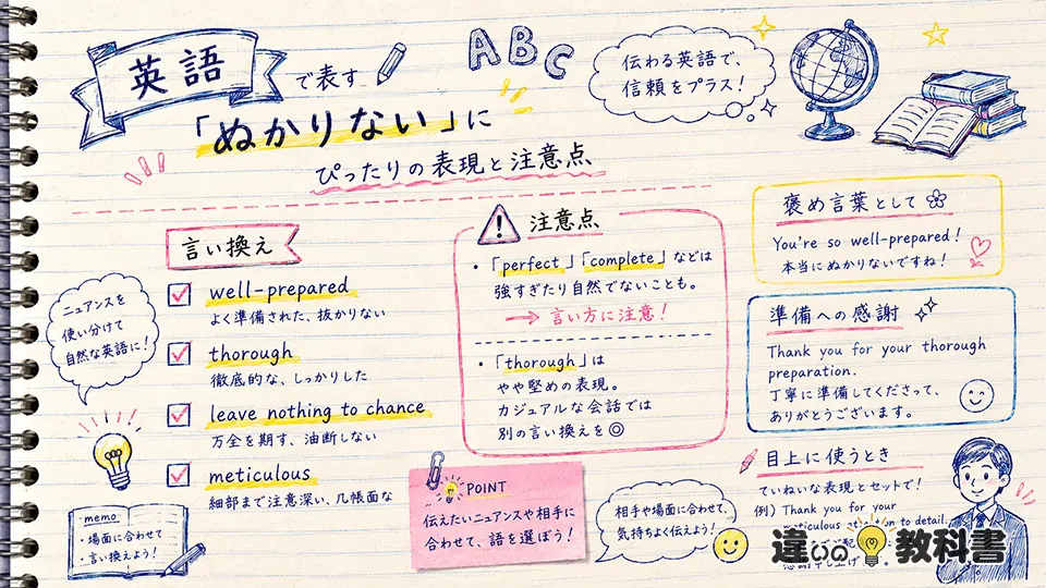 ぬかりないの意味を英語で表す方法と使用時の注意点
