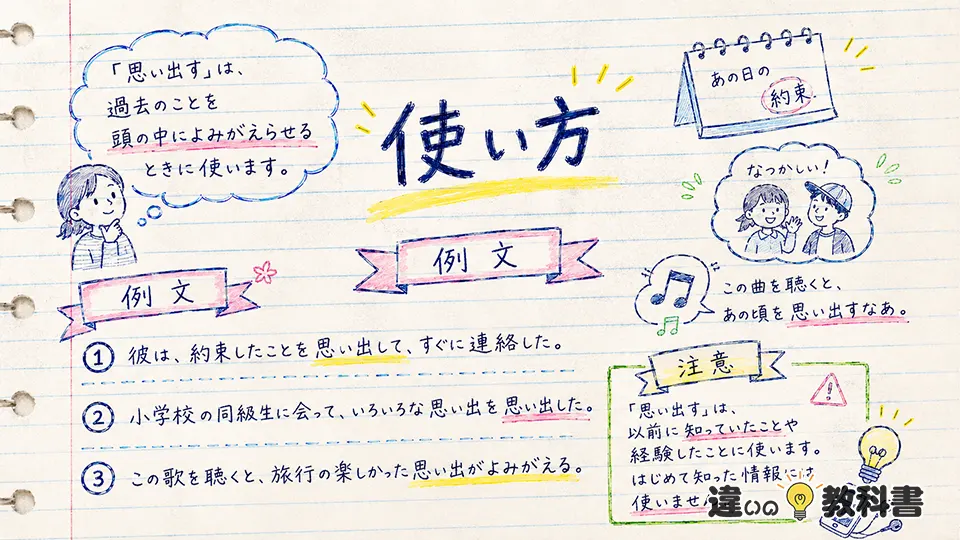 思い出すの意味が伝わる使い方・例文