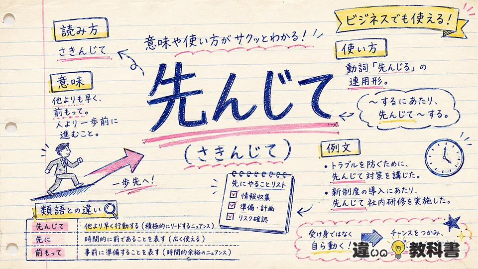 先んじて(さきんじて)の意味や使い方【図解Note】