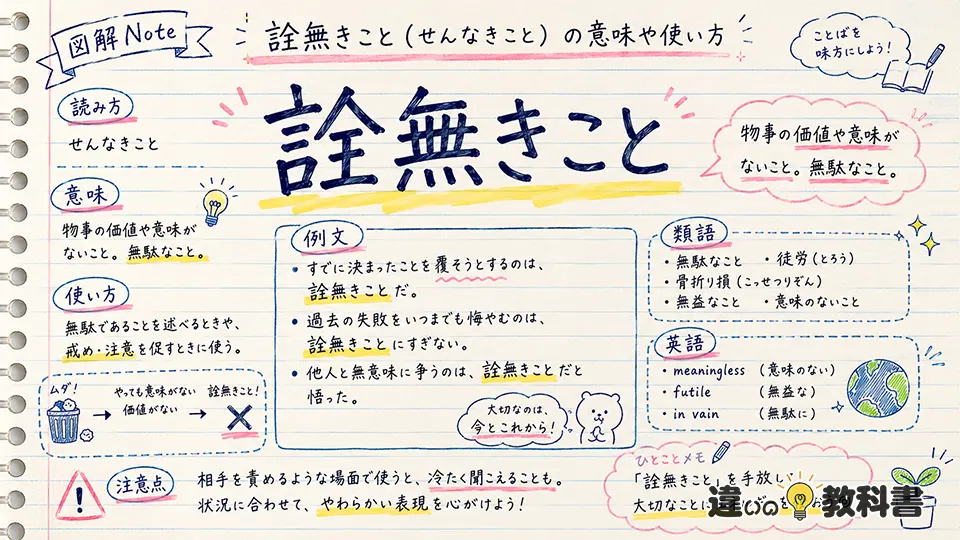 詮無きこと（せんなきこと）の意味や使い方【図解Note】