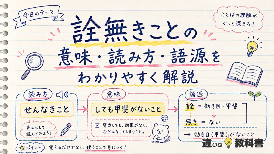詮無きことの意味・読み方・語源をわかりやすく解説