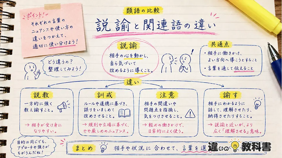 説諭の意味と類語の違い：説教・訓戒・注意・諭すとの使い分け