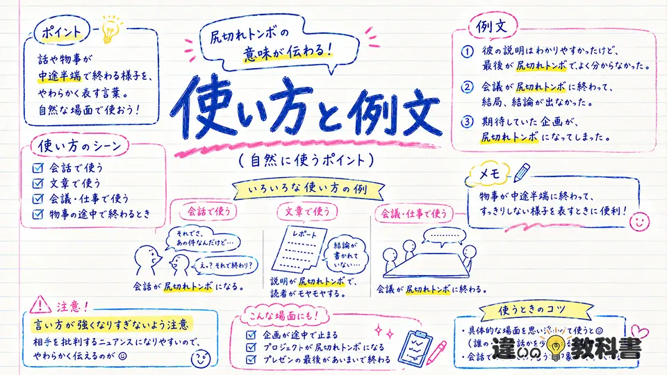 尻切れトンボの意味が伝わる使い方と例文