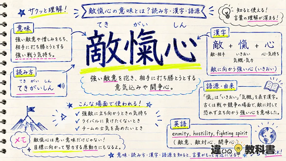 敵愾心の意味とは？読み方・漢字・語源をわかりやすく解説