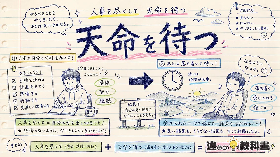 天命を待つ（てんめいをまつ）の意味や使い方【図解Note】