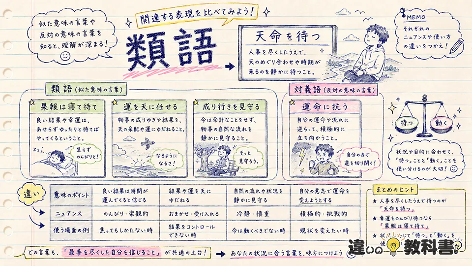 天命を待つの意味と類語・対義語・似たことわざ