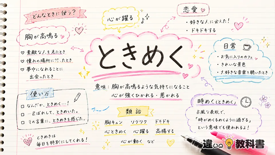 「ときめく」の意味や使い方【図解Note】