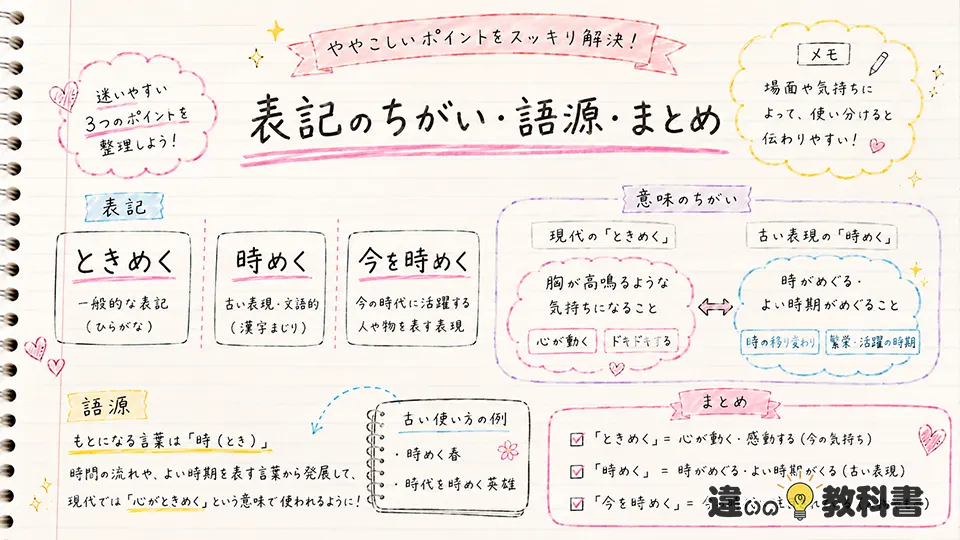 ときめくの意味で迷いやすい表記・語源・まとめ