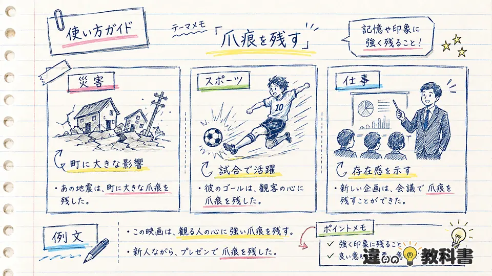 爪痕を残すの意味がわかる使い方と例文