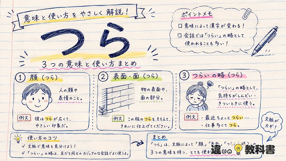 「つら」の意味や使い方【図解Note】