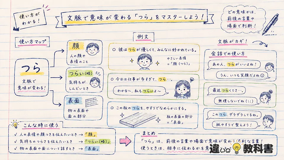つらの意味が伝わる使い方と例文