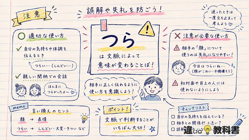 つらの意味を間違えずに伝える注意点