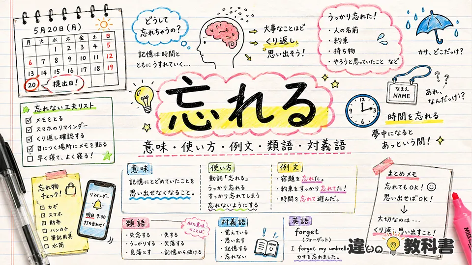 忘れる（わすれる）の意味や使い方【図解Note】