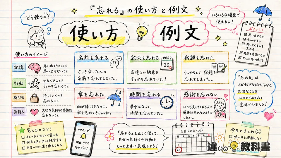 忘れるの意味が伝わる使い方と例文