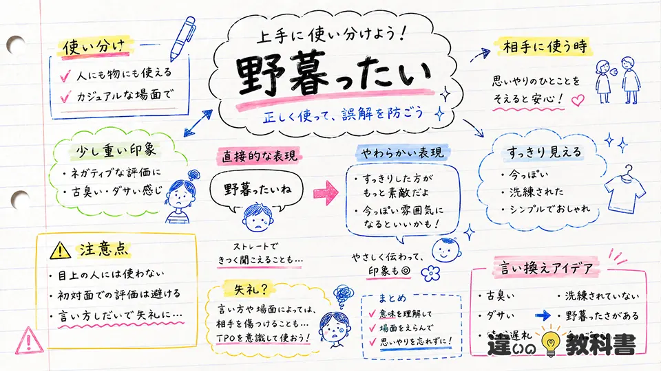 野暮ったいの意味を誤解しないための使い分け