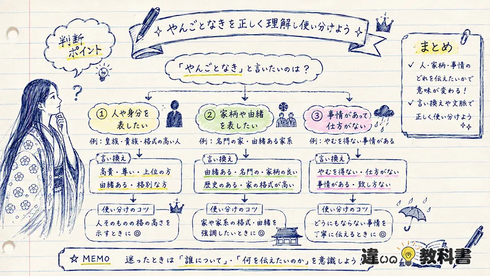 やんごとなきの意味に近い類語・英語と違い