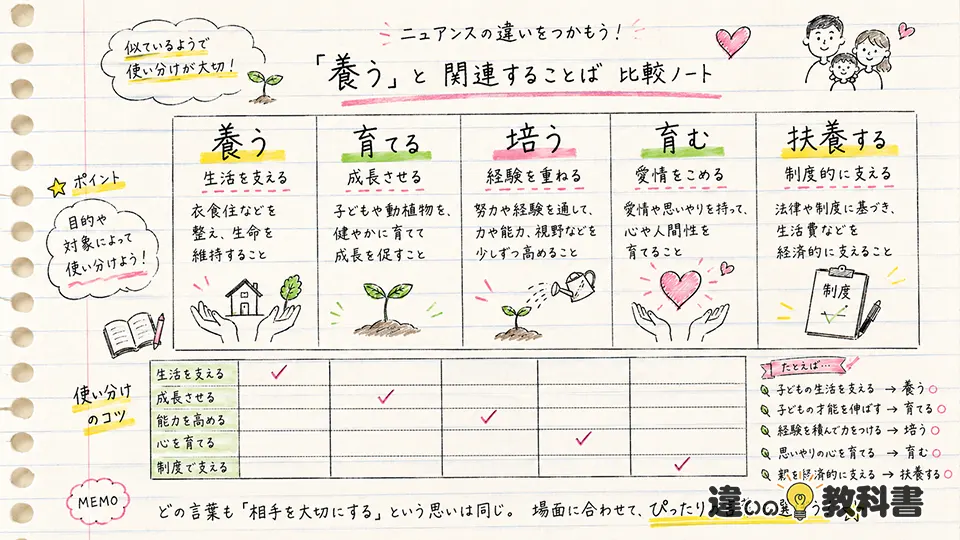 養うの意味と類語・言い換えの違い