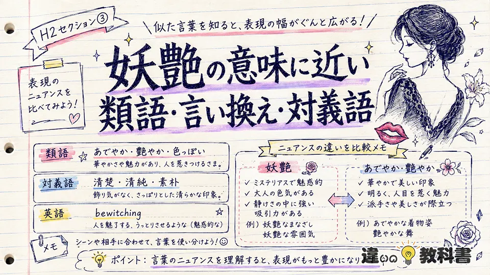 妖艶の意味に近い類語・言い換え・対義語