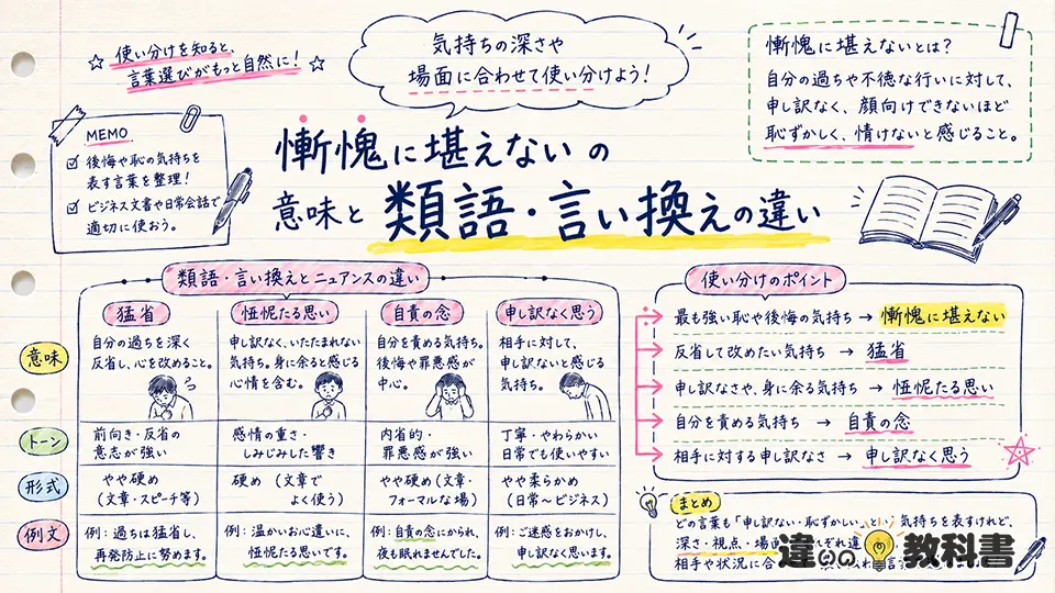 慙愧に堪えないの意味と類語・言い換えの違い