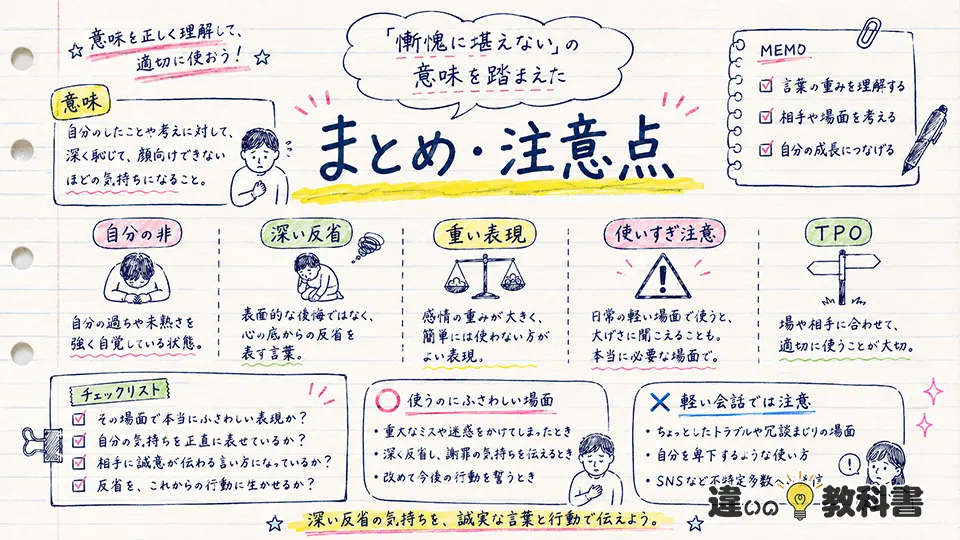 慙愧に堪えないの意味を踏まえたまとめと注意点