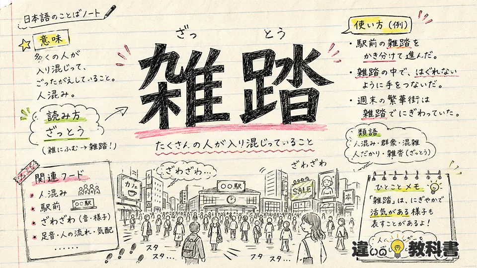 雑踏(ざっとう)の意味や使い方【図解Note】