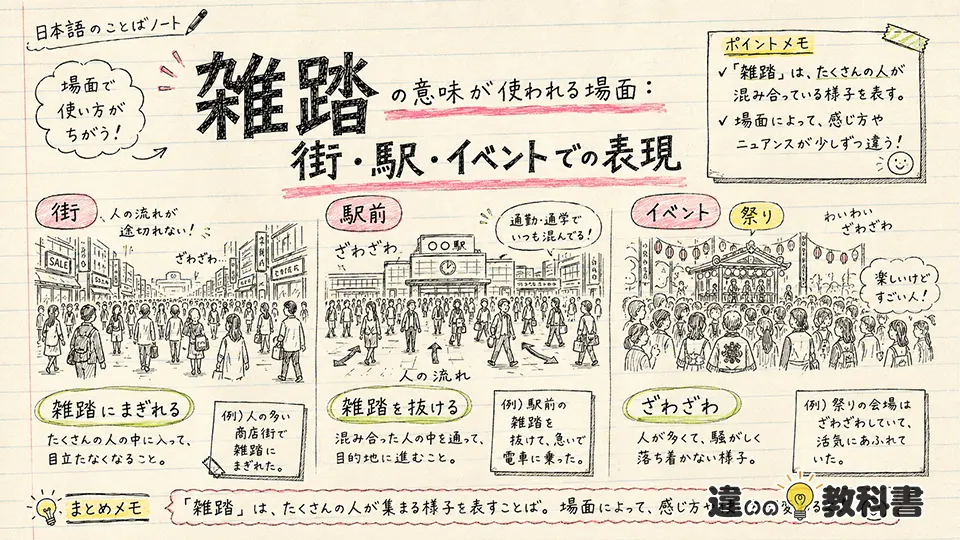 雑踏の意味が使われる場面:街・駅・イベントでの表現