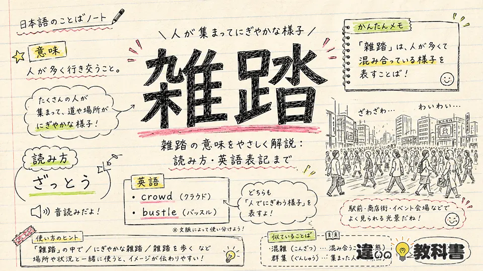 雑踏の意味を正しく覚える使い分けとまとめ