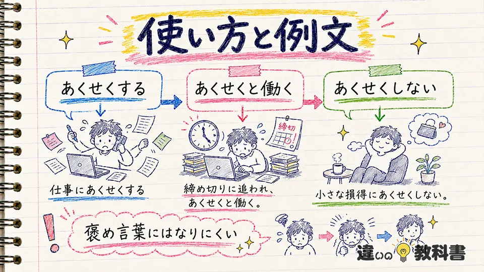 あくせくの意味が伝わる使い方と例文
