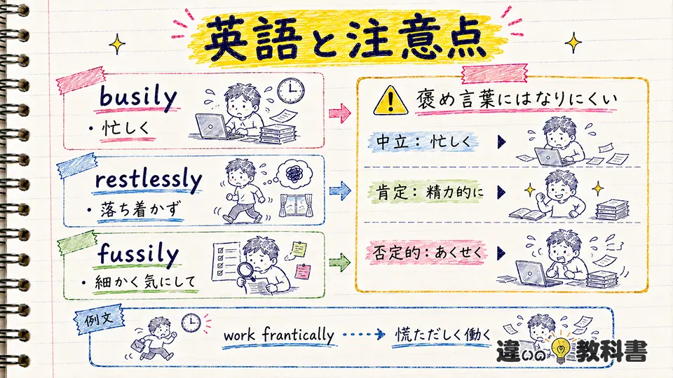 あくせくの意味を英語で表す方法と使用時の注意