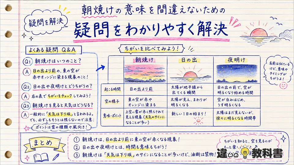 朝焼けの意味を間違えないための疑問をわかりやすく解決