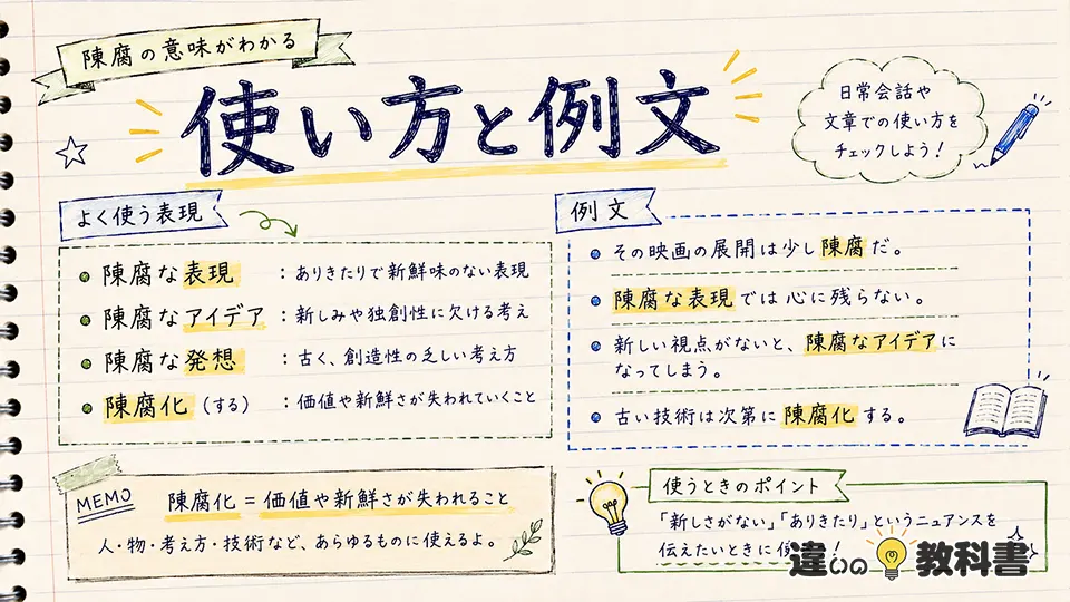 陳腐の意味がわかる使い方と例文