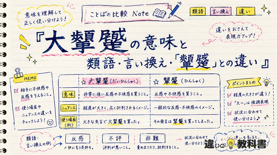 大顰蹙の意味と類語・言い換え・「顰蹙」との違い