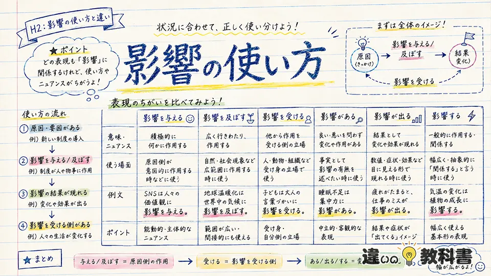 影響の意味を踏まえた使い方|与える・及ぼす・受けるの違い