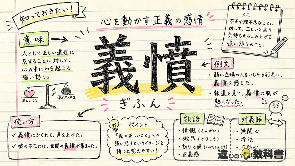 義憤(ぎふん)の意味や使い方【図解Note】