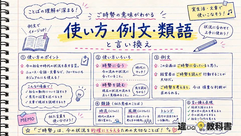 ご時勢の意味がわかる使い方・例文・類語と言い換え
