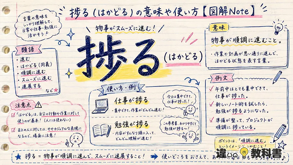 捗る(はかどる)の意味や使い方