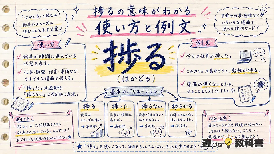 捗るの意味がわかる使い方と例文
