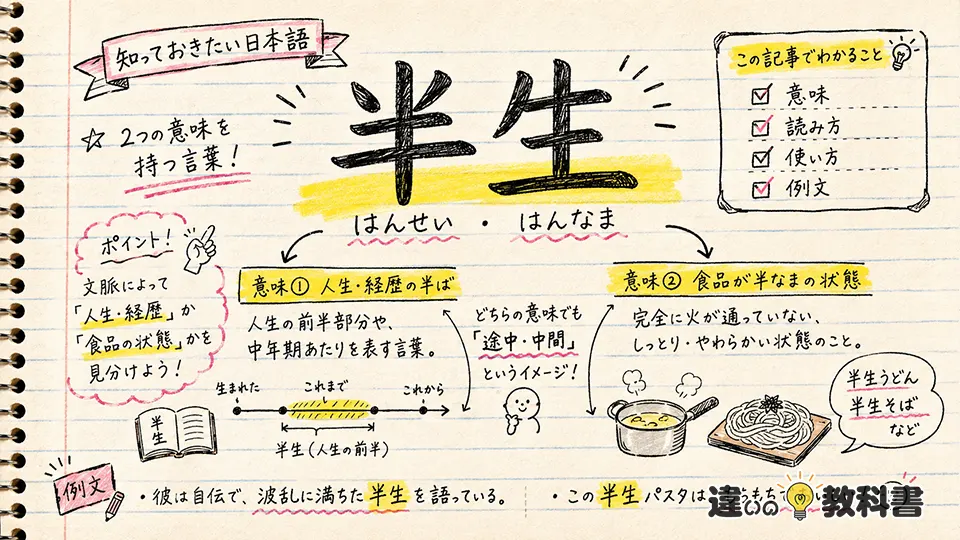 半生（はんせい・はんなま）の意味や使い方【図解Note】