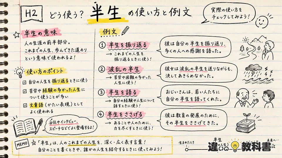 半生の意味が伝わる使い方と例文