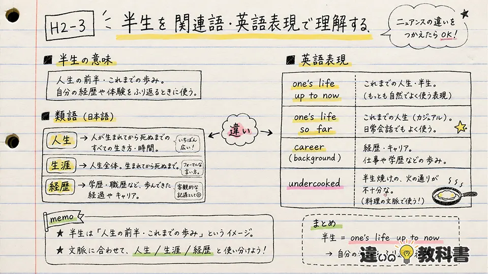 半生の意味を類語・英語表現との違いから理解する