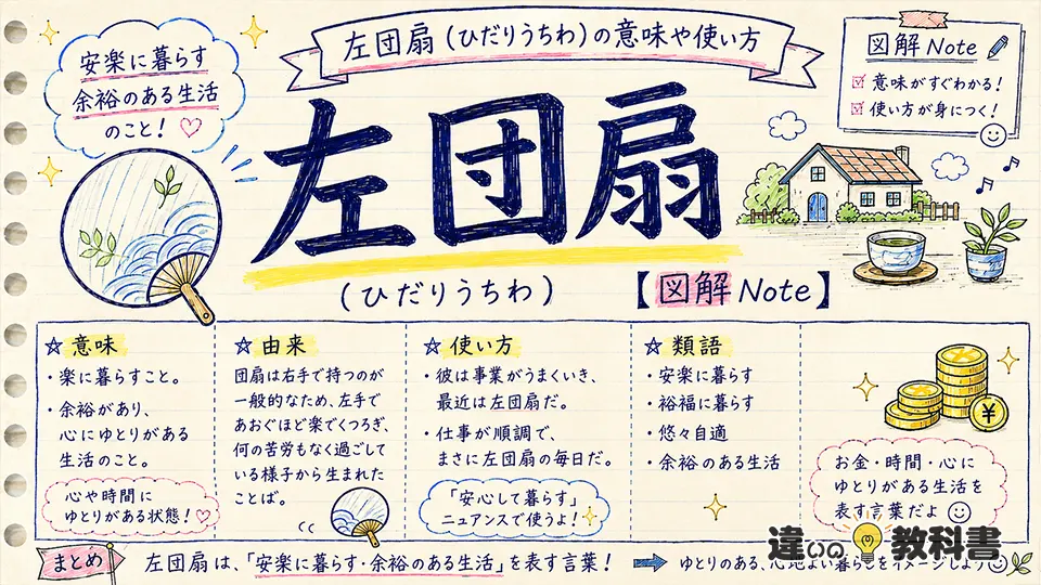 左団扇（ひだりうちわ）の意味や使い方【図解Note】