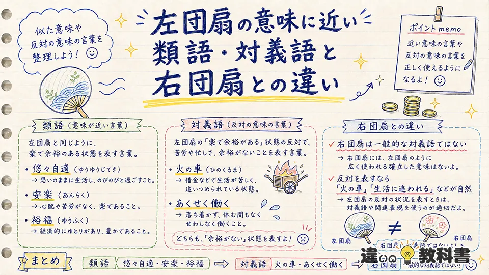 左団扇の意味に近い類語・対義語と右団扇との違い