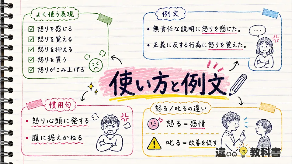怒りの意味が伝わる使い方・例文・慣用句