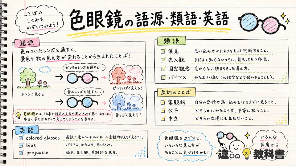 色眼鏡の意味を深く理解する語源・類語・対義語・英語表現