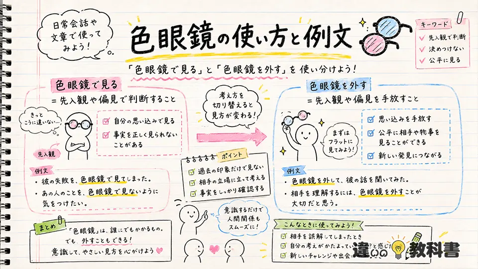 色眼鏡の意味がわかる「色眼鏡で見る」の使い方と例文