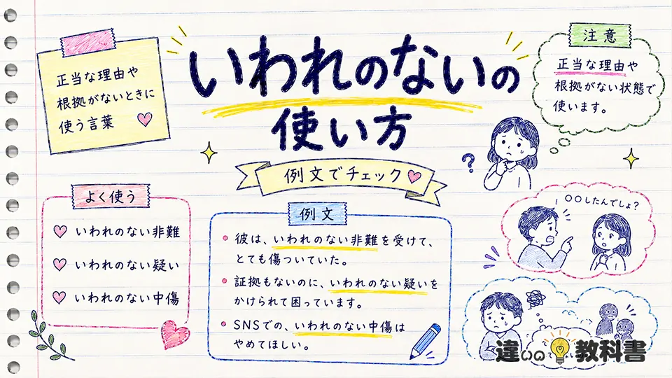 いわれのないの意味がわかる使い方と例文