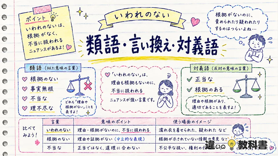 いわれのないの意味に近い類語・言い換え・対義語