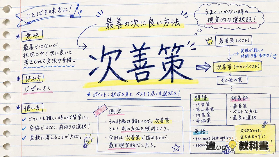次善策(じぜんさく)の意味や使い方