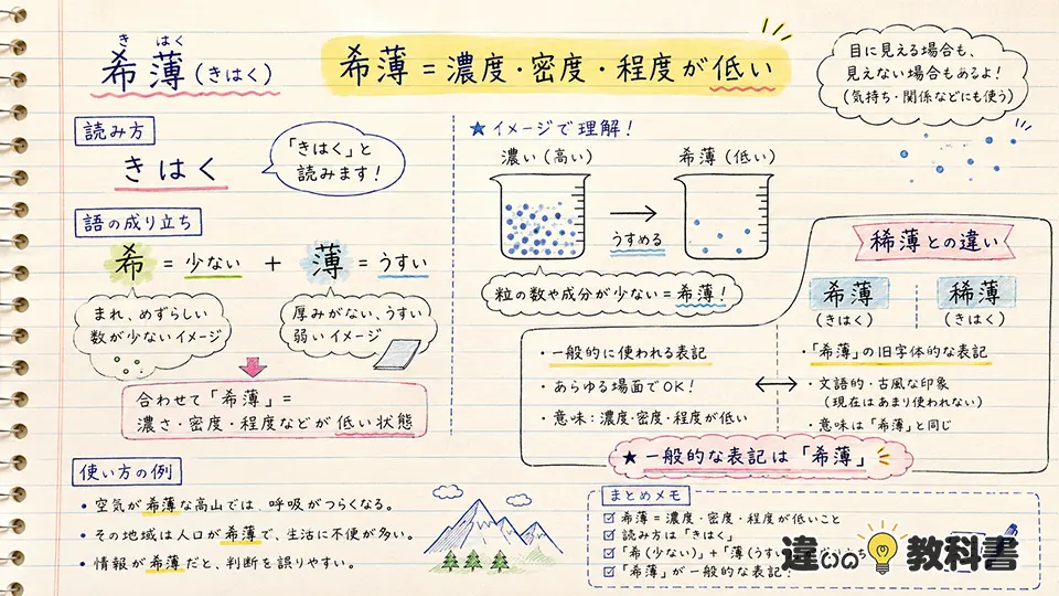 希薄の意味とは？読み方・語の成り立ち・「稀薄」との違い