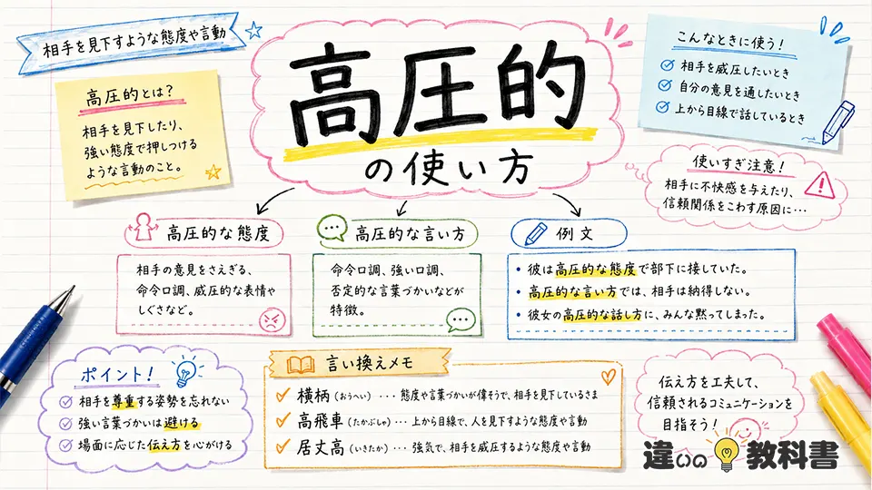 高圧的の意味が伝わる使い方・例文と言い換え